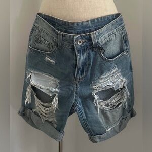 Distressed Denim Women Shorts